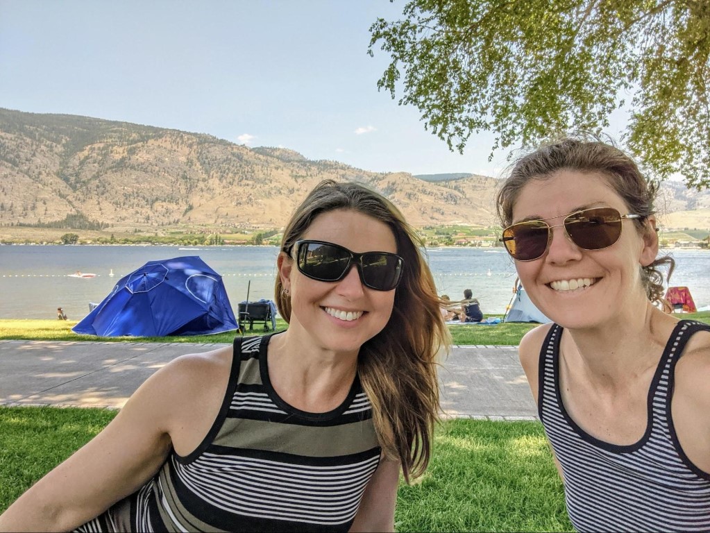 Hanging out at Gyro Park Mel and Emilie cooling off in the shade at Osoyoos Lake
