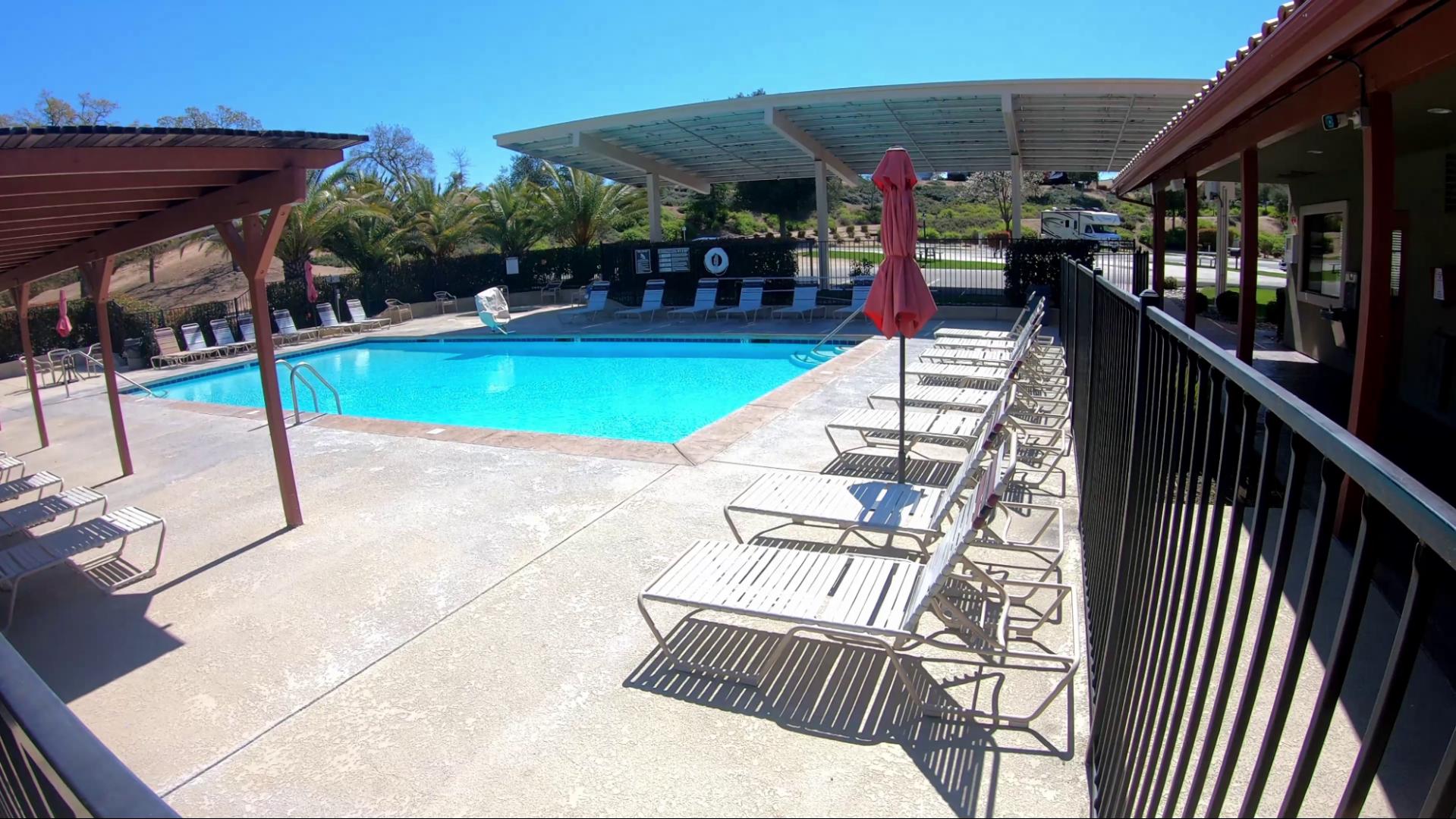 Pool at Wine Country RV Resort the pool behind the main office at Wine Country RV Resort in Paso Robles, CA.