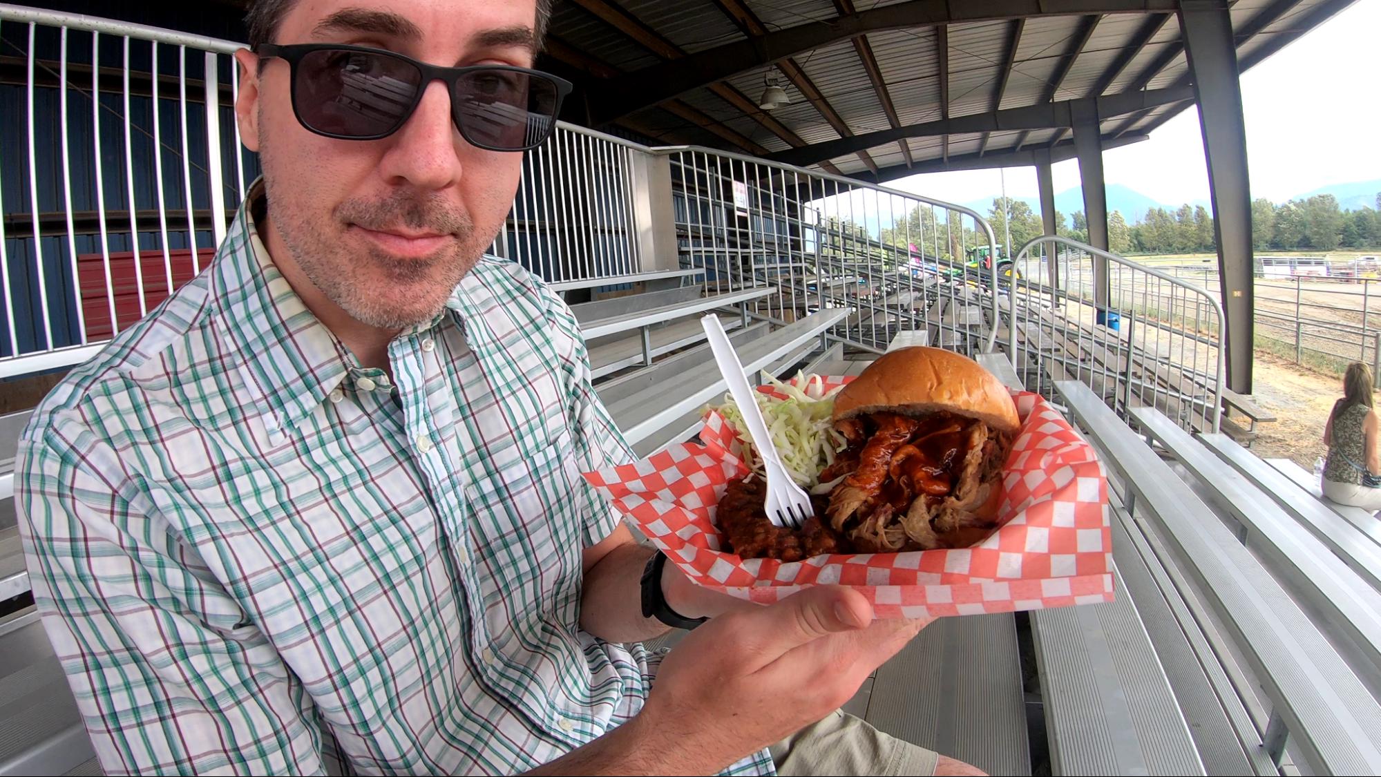 Pulled pork sandwich Jay gets ready to eat a delicious pulled pork sandwich at the Chilliwack Fair 2021